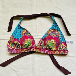 Athleta Multicolor Paisley Halter Bikini Top | Triangle Style | Adjustable